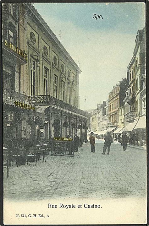 Rue Royale med kasinoet i Spa, Belgien. G.H. no. 541.