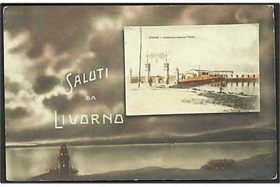 Havneparti fra Livorno, Italien. Fotokort u/no. 