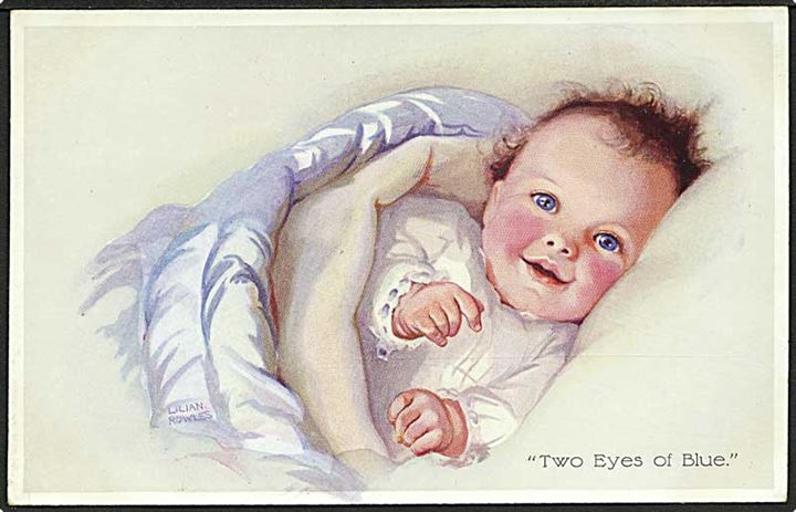 Lillian Rowles: 5 postkort med babyer. Valentine no. 2097, 2098, 2099, 2100 og 2101.