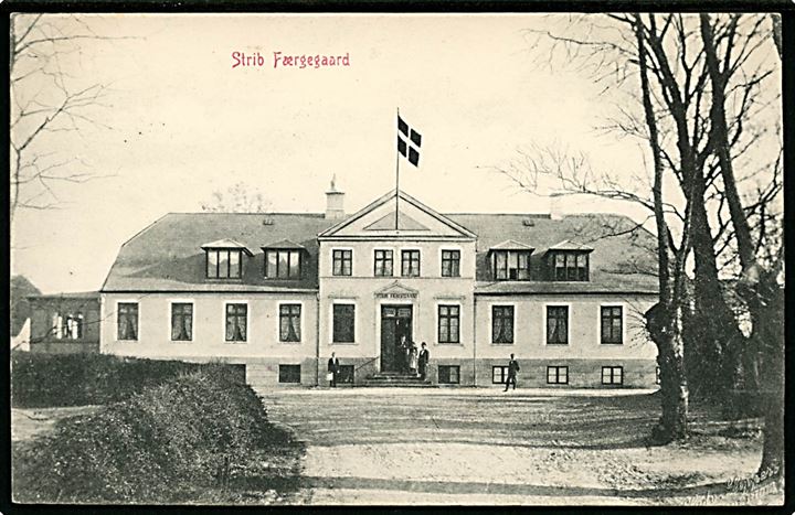 5 øre Fr. VIII på brevkort (Strib Færgegaard) annulleret med stjernestempel STRIB og sidestemplet bureau Nyborg - Vamdrup T.31 d. 22.9.1907 til Esbjerg.
