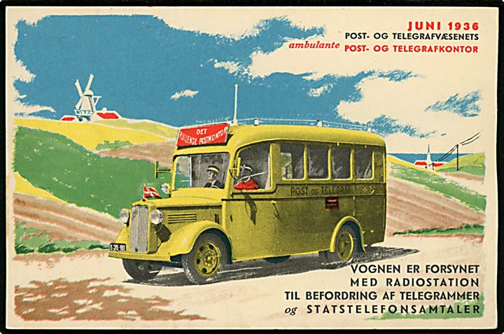 10 øre H. C. Andersen på brevkort annulleret med særstempel Danmark * Det rullende Postkontor * d. 31.7.1936 til Kolding. Det rullende postkontor var opstillet i Esbjerg d. 31.7.1936 i forbindelse med dyreskue.
