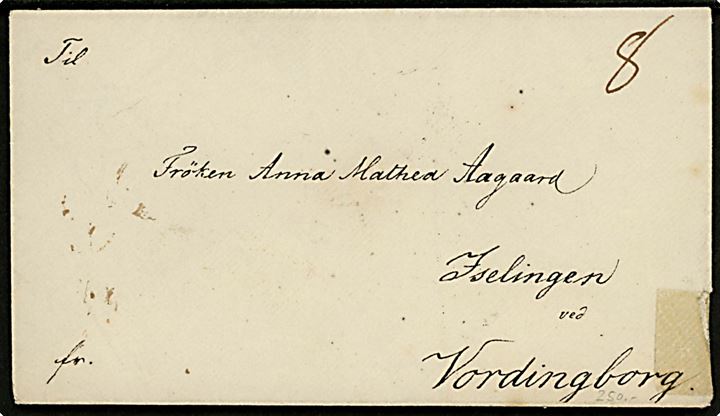 1841. 8 sk. francobrev med antiqua stempel Kiøbenhavn d. 5.4.1841 til Islingen ved Vordingborg. 