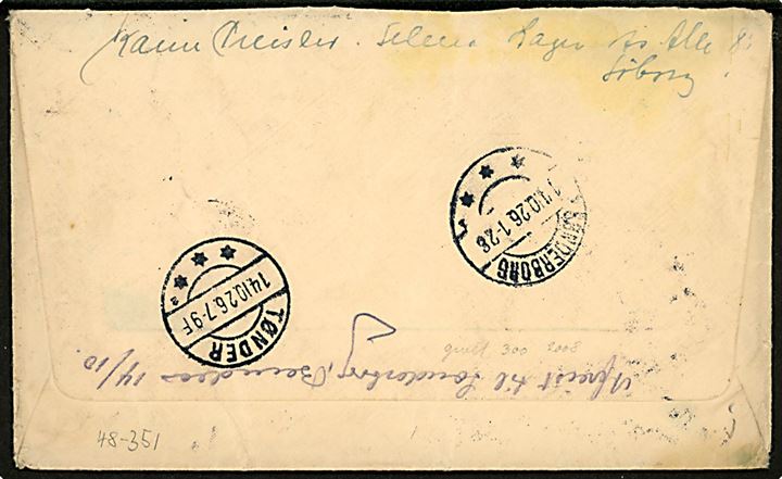 30 øre Chr. X i parstykke på ekspresbrev fra Søborg d. 13.10.1926 til Tønder - eftersendt til Sønderborg.