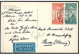 15 øre og 20 øre Luftpost på luftpost brevkort fra København d. 27.4.1938 til Bern, Schweiz.