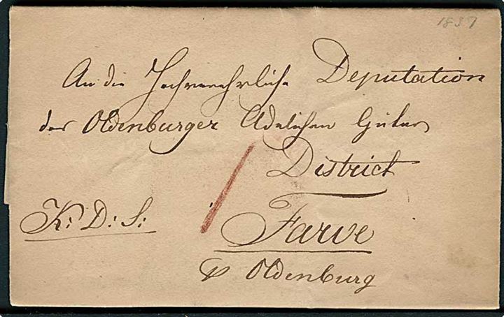 1837. Tjenestebrev dateret Wintershagen d. 15.2.1837 til Farve bei Oldenburg.