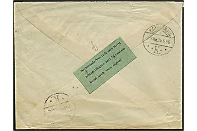 Post etikette på brev fra Sussex til København, ank. stemplet d. 25.6.1896.