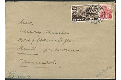 30 c. frankeret brev fra Zürich d. 21.4.1941 til Horsens, Danmark. Åbnet af tysk censur.