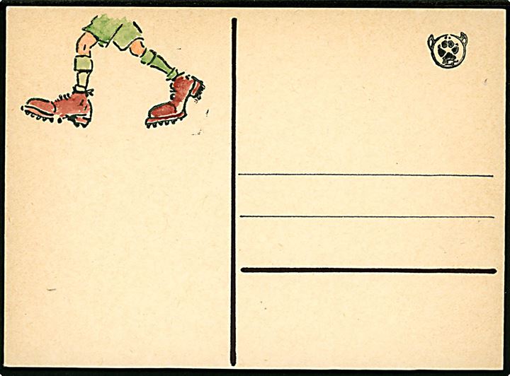 K. Neuman: Spejder brevkort med illustreret vignet fra serien Tábor v údolí myššího řevu (Lejren i Musebrølenes Dal). Ca. 1930'erne. U/no.
