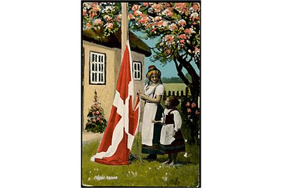 Ludvig Møgelgaard: Flaget hejses. A. Vincent Nationalserie no. 258/3.