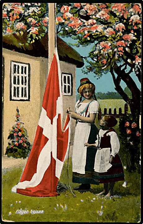 Ludvig Møgelgaard: Flaget hejses. A. Vincent Nationalserie no. 258/3.