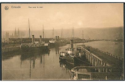 Havneparti fra Ostende, Belgien. E. Nels no. 91.