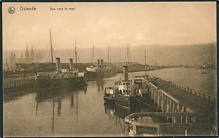 Havneparti fra Ostende, Belgien. E. Nels no. 91.