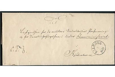 1854. Ufrankeret tjenestebrev med antiqua stempel Aalborg d. 4.3.1854 til Kjøbenhavn. Fuldt indhold.