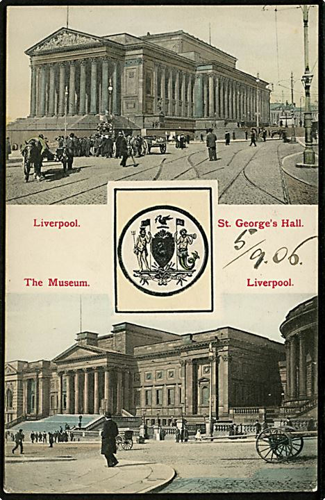 England, Liverpool, St. George's Hall og The Museum. L.V.A. 1