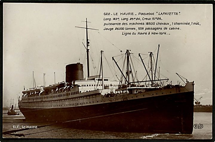 Lafayette, S/S, Compagnie Générale Transatlantique i Le Havre. 
