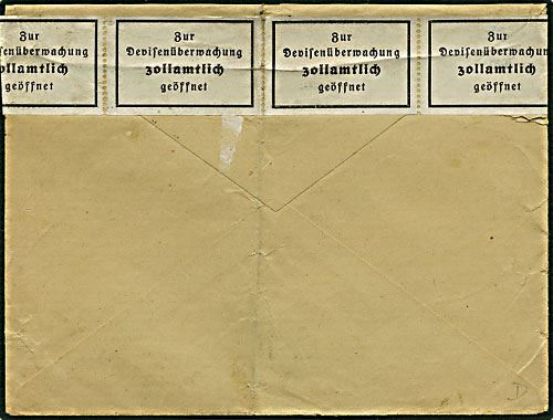 5 og 20 pfennig Hindenburg censurbrev Hamburg, Tyskland, d. 30.10.1939 til København.