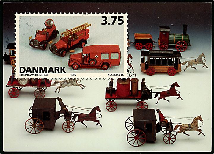 3,75 kr. Legetøj illustreret helsagsbrevkort med Julemærke 1998 stemplet Sydjyllands Postcenter d. 20.12.1998 til Odense.