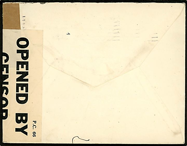 15 øre Karavel (2) på brev fra København d. 24.2.1940 til Leominster, England. Åbnet af tidlig britisk censur PC66/1753.