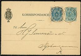4 øre helsags korrespondancekort opfrankeret med 4 øre Tofarvet annulleret lapidar Tureby d. 8.10.1892 til Kjøbenhavn.