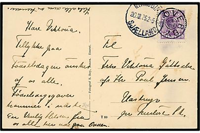 15 øre Chr. X på brevkort (Villakvarteret Yderby) annulleret med stjernestempel OVERBY og sidestemplet Nykjøbing Sjælland d. 30.10.1925