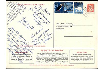 30 øre Fr. IX og Julemærke 1959 (3) på brevkort i overformat (Perlen i Tivoli, tegnet af P. Sorö (?)) stemplet Lyngby d. 30.12.1959 til Hillerød.