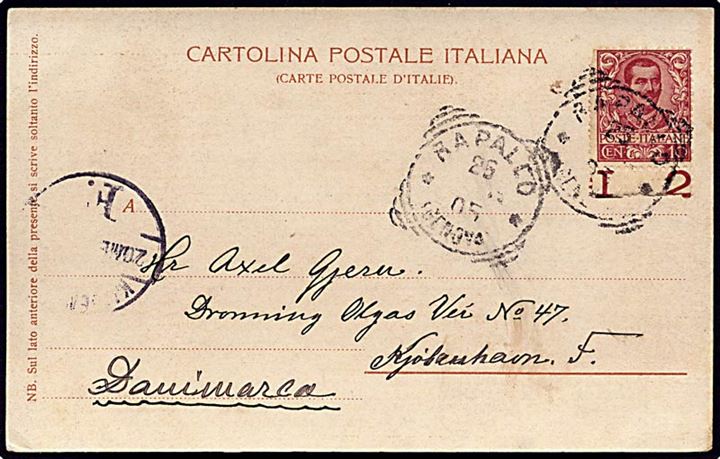 10 cent rød på postkort Rapalco d. 25.3.1925 til København.