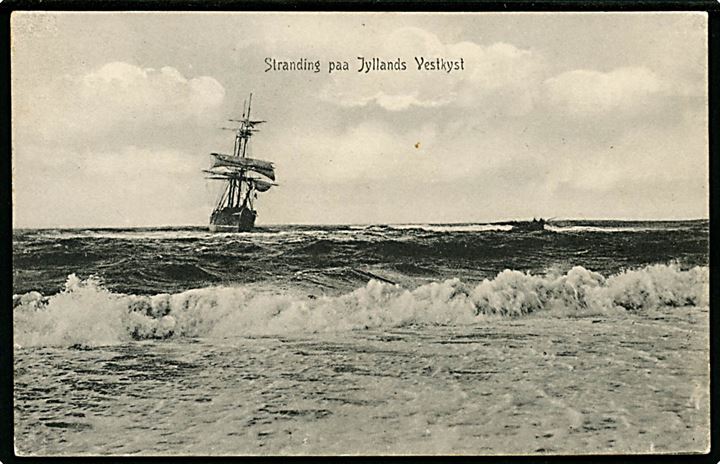 Strandet sejlskiv på Jyllands Vestkyst. Warburg u/no.