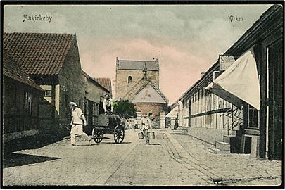 Aakirkeby, gadeparti med kirke. P. Alstrup no. 3661.
