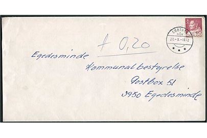 60 øre Fr. IX på underfrankeret brev fra Godthåb d. 27.9.1972 til Egedesminde. Påskrevet: + 0,20 (øre).