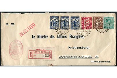 6$75 frankeret officiel anbefalet kuvert fra danske ambassade i Lissabon d. 4.9.1937 til Udenrigsministeriet i København.