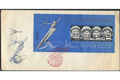 1 Rubel Rumfart blok udg. med Gagarin, Titiv, Nikolaev og Popovitz på uadresseret FDC stemplet Moskva d. 27.11.1962. 
