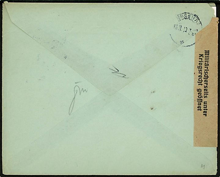 15 øre Chr. X (3) på brev fra Kjøbenhavn d. 24.10.1910 til Berlin, Tyskland. Åbnet af tysk censur.