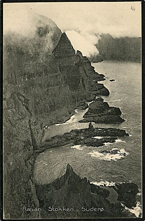 5 øre Bølgelinie på brevkort annulleret med brotype Ig Thorshavn d. 22.1.1912 til København.