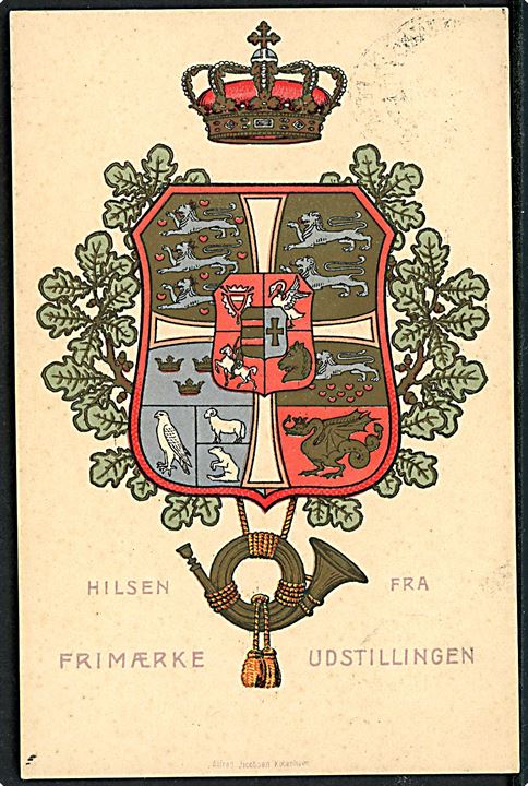 Københavns Philatelistklub Udstilling 1907. Hilsen fra Frimærke Udstillingen. A. Jacobsen u/no.