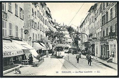 Frankrig, Toulon, La Place Gambetta med sporvogn.