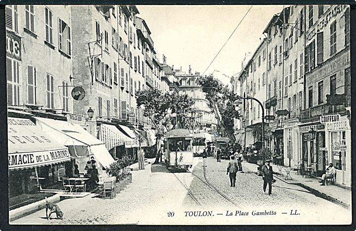 Frankrig, Toulon, La Place Gambetta med sporvogn.