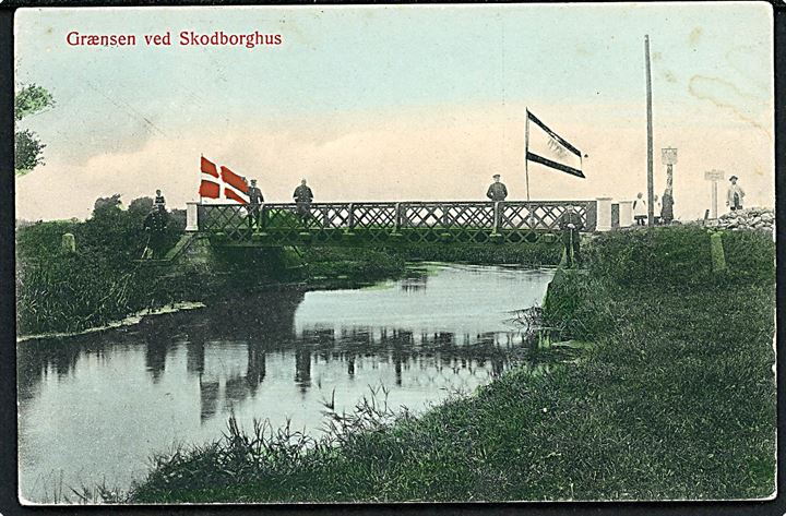 Skodborghus, grænsen med bro over Kongeåen. P. Hansen u/no.
