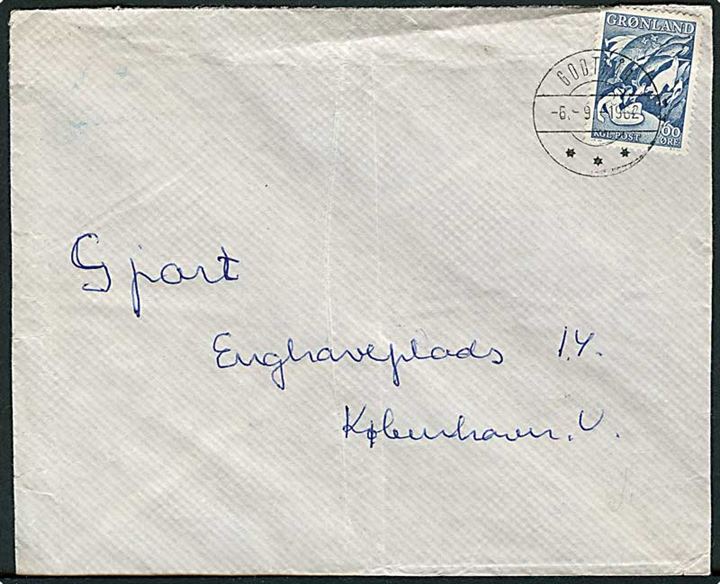 60 øre Havets Moder på brev fra Godthåb d. 6.9.1962 til København.