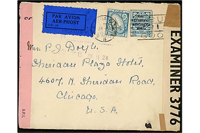 3 p. og 1 sh. på luftpostbrev fra Dublin d. 28.4.1941 til Chicago, USA. Åbnet af irsk censur SP1/158 og britisk PC90/3776.