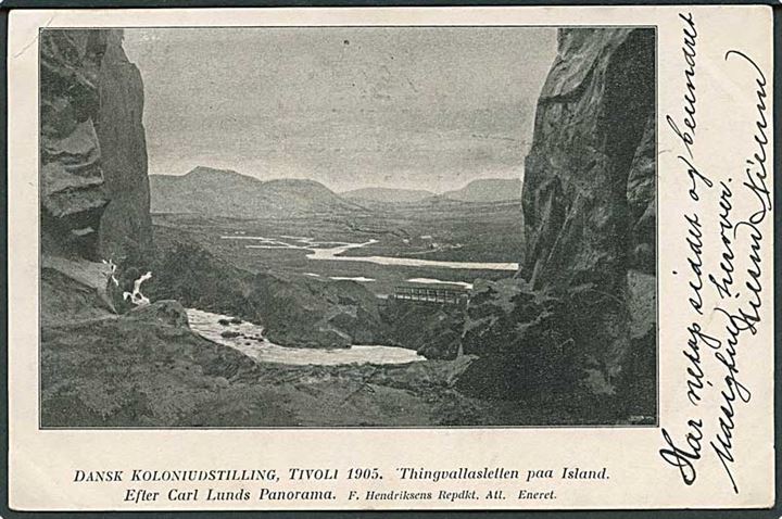 Thingvallasletten i Island, Dansk Koloniudstilling i Tivoli 1905, København. F. Hendriksen u/no.