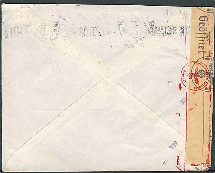 4 din. single på underfrankeret brev fra Zagreb d. 23.3.1942 til Hamburg, Tyskland. Åbnet af tysk censur i Wien og udtakseret i 25 pfg. tysk porto.