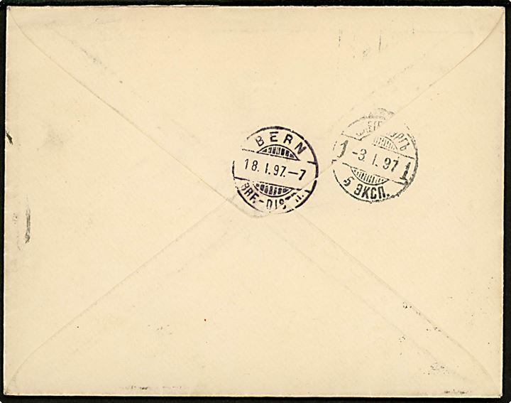 10 kop. Våben på brev annulleret med nr.stempel 6 fra St. Petersborg d. 3.1.1897 til Bern, Schweiz.