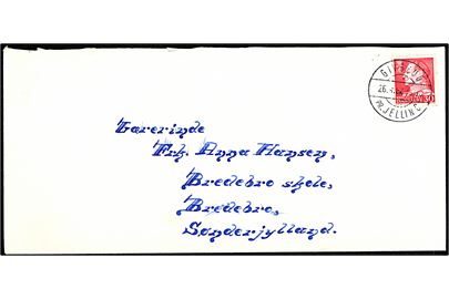 30 øre Fr. IX på aflangt brev annulleret med pr.stempel Givskud pr. Jelling d. 26.4.1962 til Bredebro.