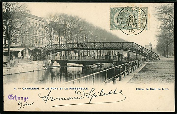 Belgien, Charleroi, le pont et la Passerelle. 