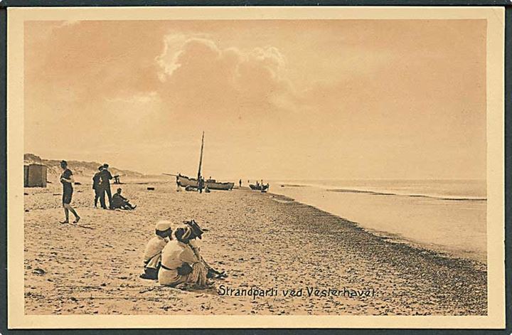 Strandparti fra Vesterhavet. Stenders no. 16012.
