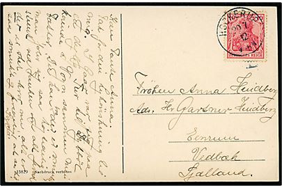 10 pfg. Germania på brevkort annulleret med enringsstempel Hockerup d. 20.7.1912 til Vedbæk, Danmark.