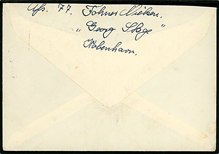 2½d George VI på brev fra elev på skoleskibet Georg Stage stemplet Leith d. 5.8.1938 til København - eftersendt til Kastrup.