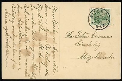 5 pfg. Germania på brevkort (Hilsen fra Visby) annulleret med enringsstempel Wiesby d. 28.2.1909 til Møgeltønder.