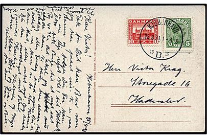 5 øre grøn Chr. X automatmærke på postkort København 25.8.1921 til Haderslev.