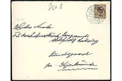 20 øre Chr. X på brev annulleret med bureaustempel Sønderborg - Tønder sn2 T.1408 d. 23.5.1924 til Lundsgaard pr. Kjerteminde. 